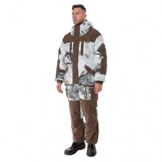 Костюм Huntsman Ангара, зимний (Алова-Мембрана) Белый лес (кусты)/Коричневый