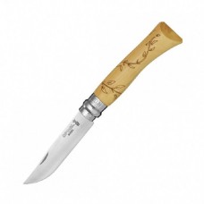 Нож Opinel №7 Nature гравировка листья